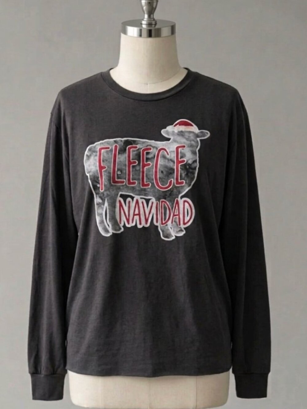 Fleece Navidad | Black Ugly Christmas Sweater Long-Sleeve T-Shirt | Sz Large